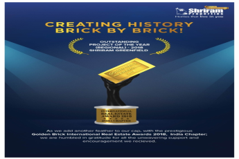 Shriram Greenfield awarded Outstanding Project of the Year (Regional) - 2018